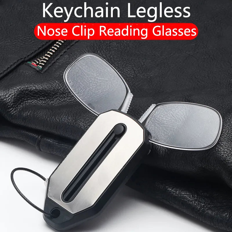 2023 Folding Legless Nose Clip Reading Glasses Men Women Mini Portable Smart Magnifier Glasses Ultra-light Diopter+1.0 To +3.0